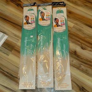 3 pks Mint/Platinum White Braid Hair